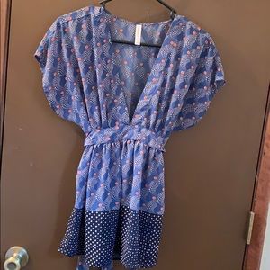 Blue empire waist blouse